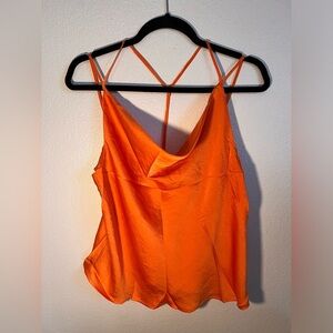 Dance & Marvel Cowl Neck Strappy Cami Top in Tangerine - Size M